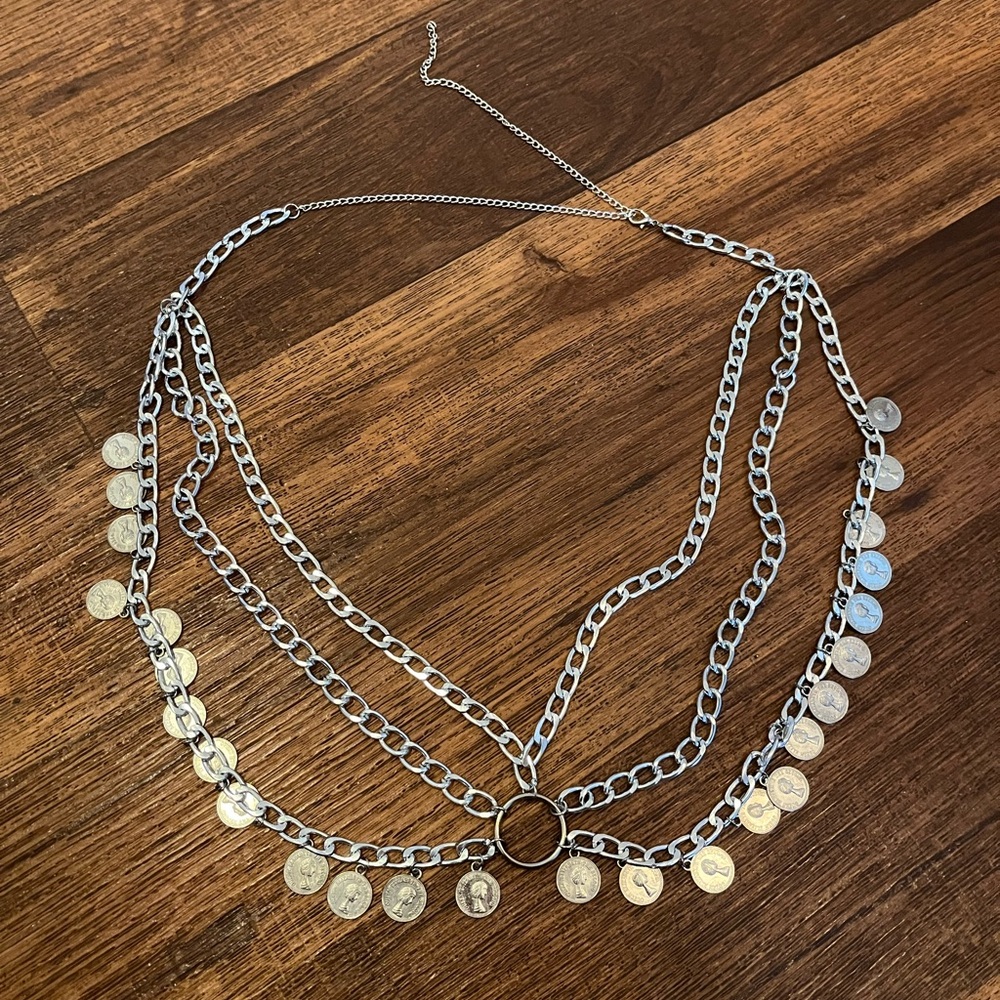Multi layered Belt Style Body Chain/ Belt / Jewelry / Belly Chsin Silver ww